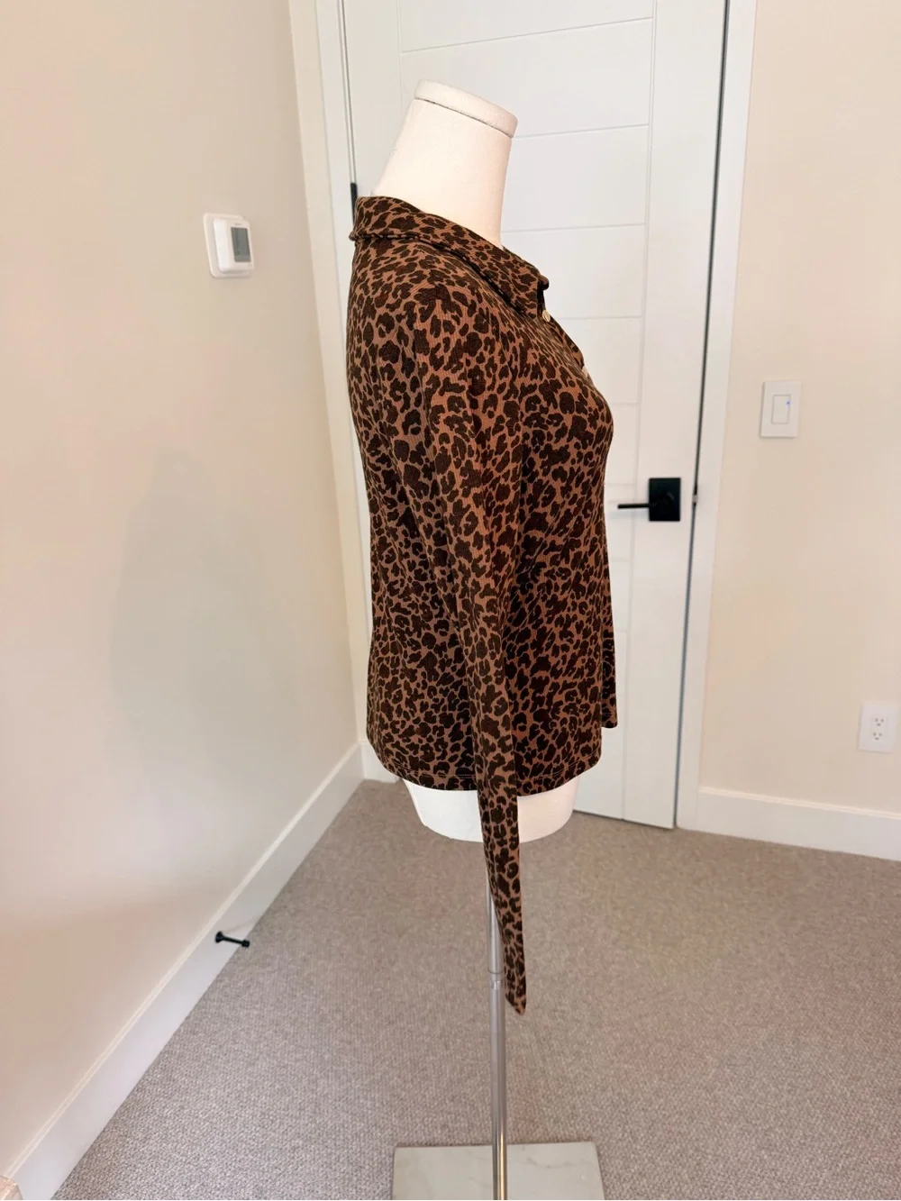 Brown Leopard Print Snap-Up Shirt